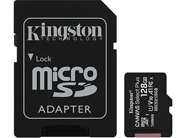 Tarjeta de memoria microSD Kingston Canvas Select Plus 128GB con Adaptador