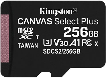 Tarjeta de memoria microSD Kingston Canvas Select Plus 256GB con Adaptador