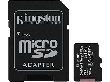 Tarjeta de memoria microSD Kingston Canvas Select Plus 512GB con Adaptador