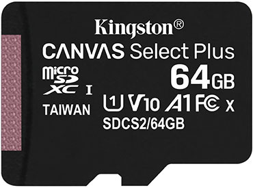 Tarjeta de memoria microSD Kingston Canvas Select Plus 64GB con Adaptador