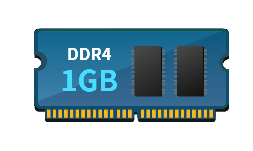Icono de un módulo de memoria RAM DDR4 de 1GB