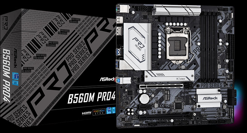 Motherboard ASRock B560M Pro4 & Box - Hero Image