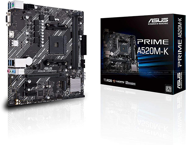 Motherboard ASUS PRIME A520M-K y Caja