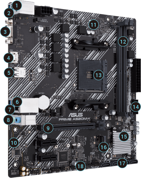 Especificaciones del Motherboard ASUS PRIME A520M-K