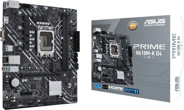 Motherboard ASUS PRIME H610M-K D4-CSM y Caja