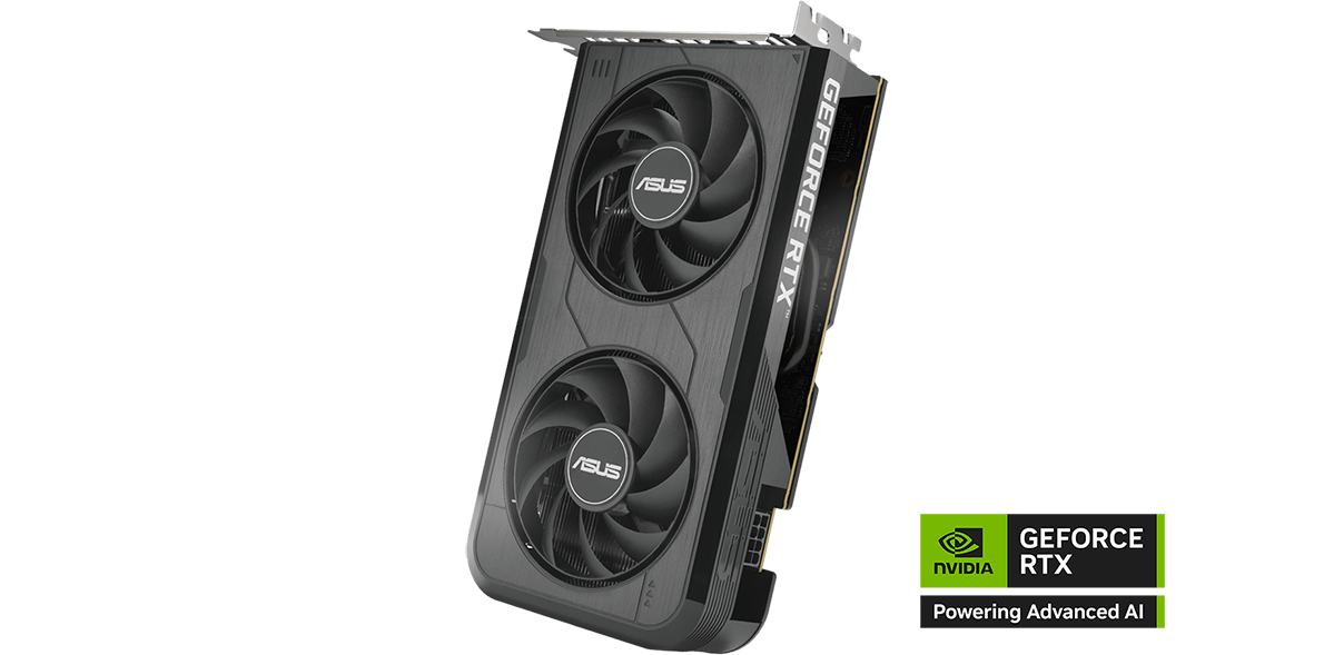 Placa de video ASUS Dual GeForce RTX™ 5050 8GB GDDR6 OC Edition. Logo NVIDIA GEFORCE RTX Powering Advanced AI