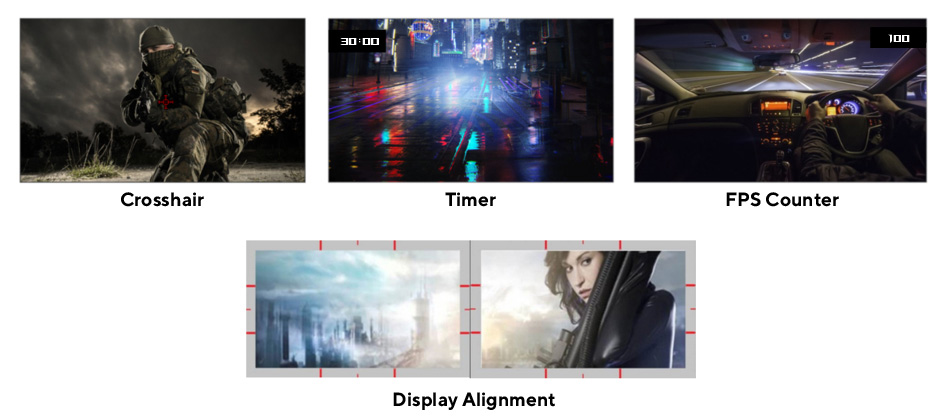 Funciones GamePlus del monitor ASUS VA27EHF Eye Care Gaming con punto de mira, temporizador, contador de FPS y alineación de pantalla