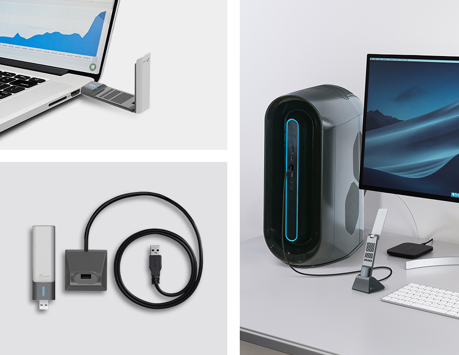 Diseño flexible con base y cable USB 3.0 del Archer TX50UH