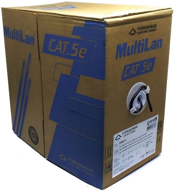 Bobina de cable Furukawa MultiLan Cat.5e U/UTP CMX 305 m Negro en Caja tipo Reelex.