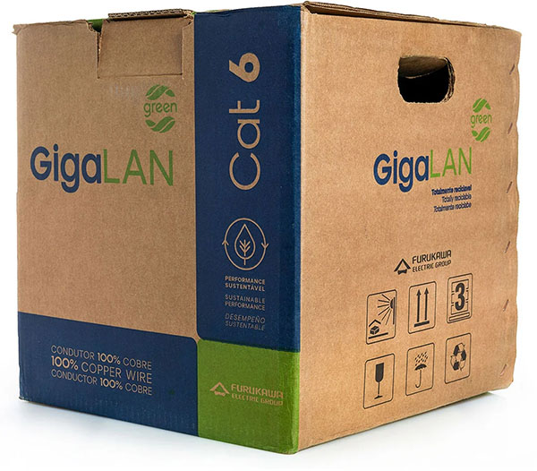 Bobina de cable Furukawa GigaLan GREEN Cat6 U/UTP LSZH-3D 305 m Gris en Caja tipo RIB (Reel in a Box).
