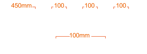 Largo del Conector PERIFÉRICO y FLOPPY: 1x 450mm + 100mm + 100mm + 100mm, 1x 100mm