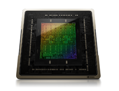 Imagen de un chip con arquitectura Ada Lovelace, el die del nucleo de GPU es visible