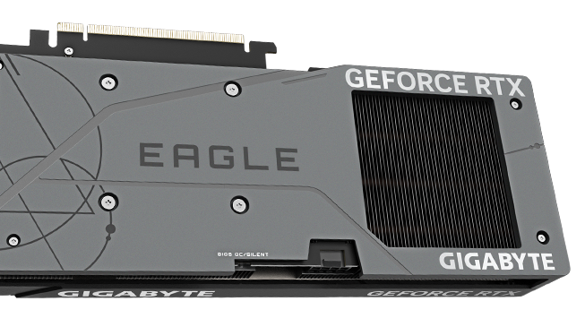 imagen de la placa GeForce RTX™ 4060 Ti EAGLE OC 8G mostrando la placa protectora trasera