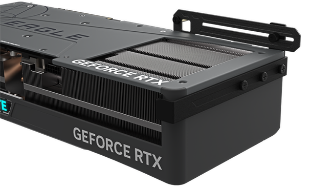 imagen de la placa GeForce RTX™ 4080 16GB EAGLE OC mostrando el bracket Anti SAG