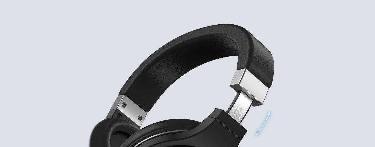 Auriculares Genius HS-610 negros con una diadema acolchada y ajustable, con detalles metálicos en las bisagras y un diseño moderno y elegante.