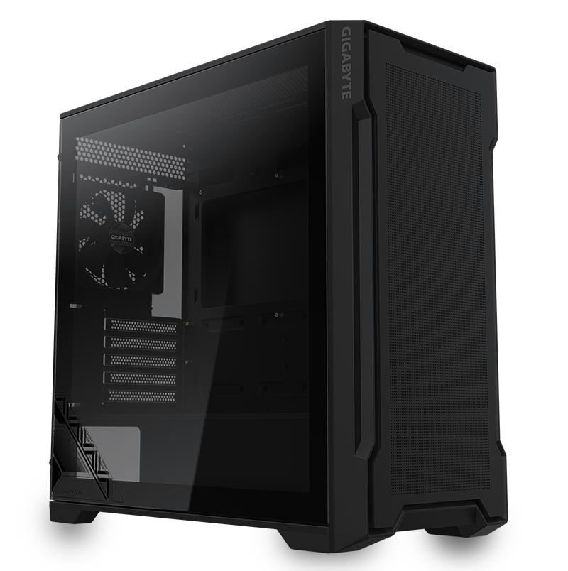 Gabinete Gigabyte C102 GLASS, de color negro