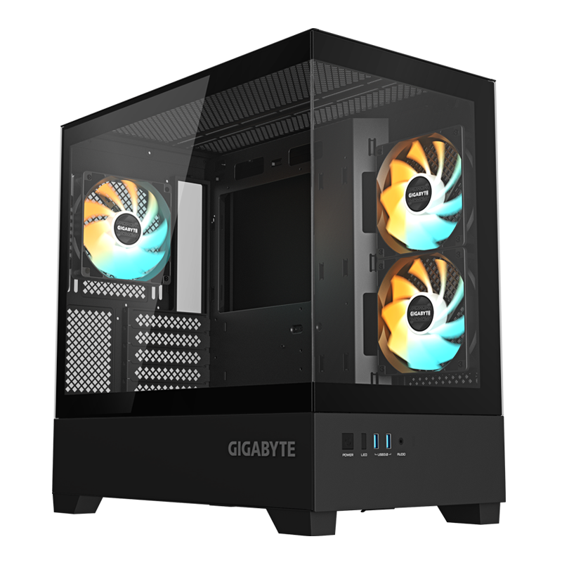 Gabinete Gigabyte C201 PANORAMIC, de color negro