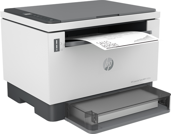 Vista frontal izquierda de la Impresora HP LaserJet Tank MFP 1602w (2R3E8A)