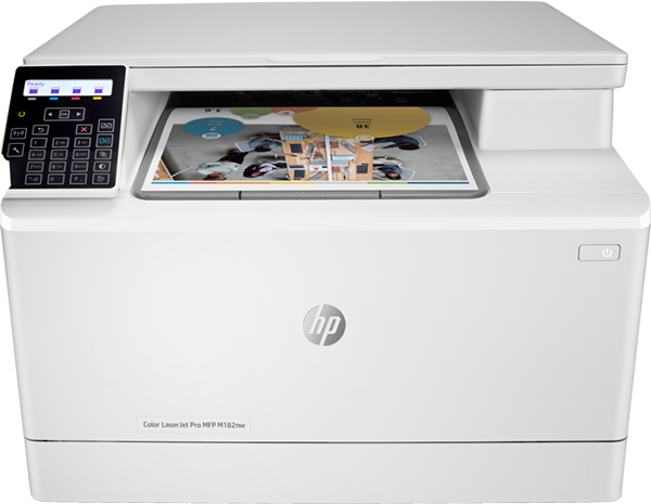 Vista frontal de la Impresora HP Color LaserJet Pro MFP M182nw (7KW55A)