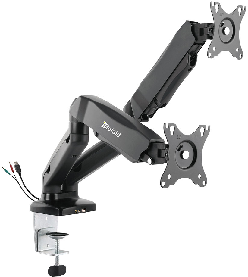 Soporte hidráulico doble para pantallas planas y curvas Intelaid IT-DGB2U