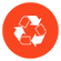 Ícono Hecho de plástico y tejidos reciclados, además del embalaje de papel con certificación FSC