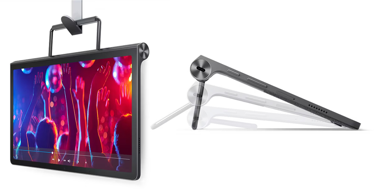 Tablet Lenovo Yoga Tab 11, detalle del soporte integrado multiposición.