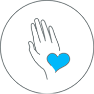 icono de mano y corazón