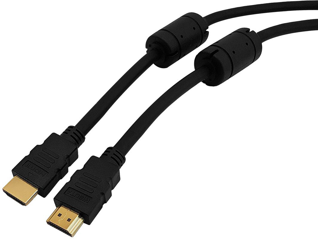 Detalle de los conectores del cable HDMI V2.0 con filtros 2160P 4K Nisuta