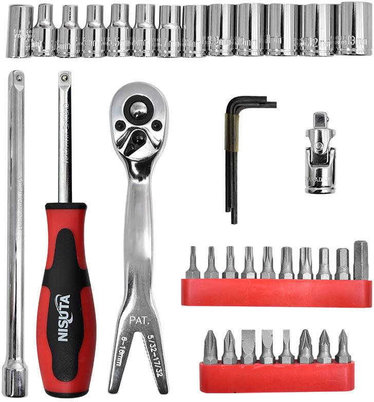 Kit de herramientas de 42 piezas con tubos y puntas Nisuta (NSK6815)