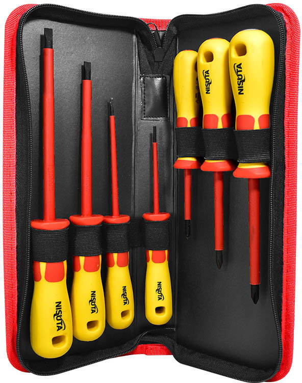 Kit de 7 destornilladores con aislamiento de 1000V Nisuta (NSK9612)