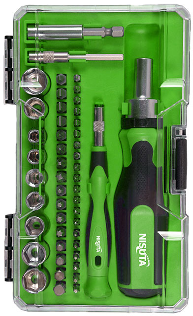 Juego de destornillador con puntas y tubos de 49 piezas Nisuta (NSKD49)