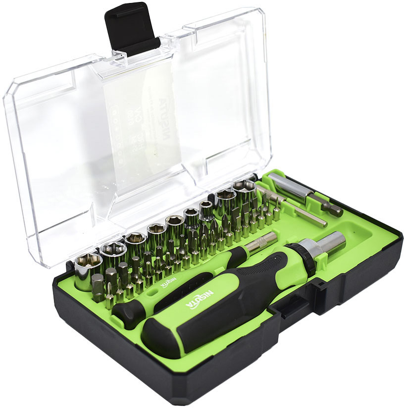 Juego de destornillador con puntas y tubos de 49 piezas Nisuta (NSKD49)