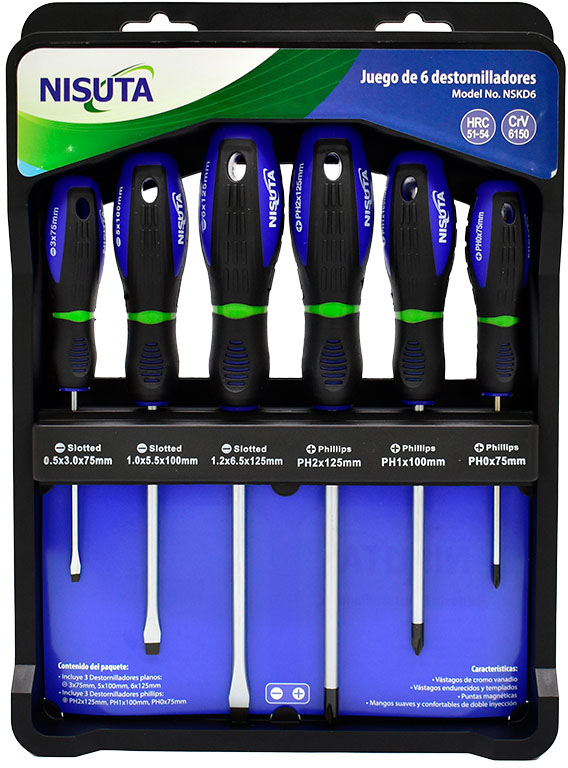 Kit de destornillador de 6 unidades Nisuta (NSKD6)