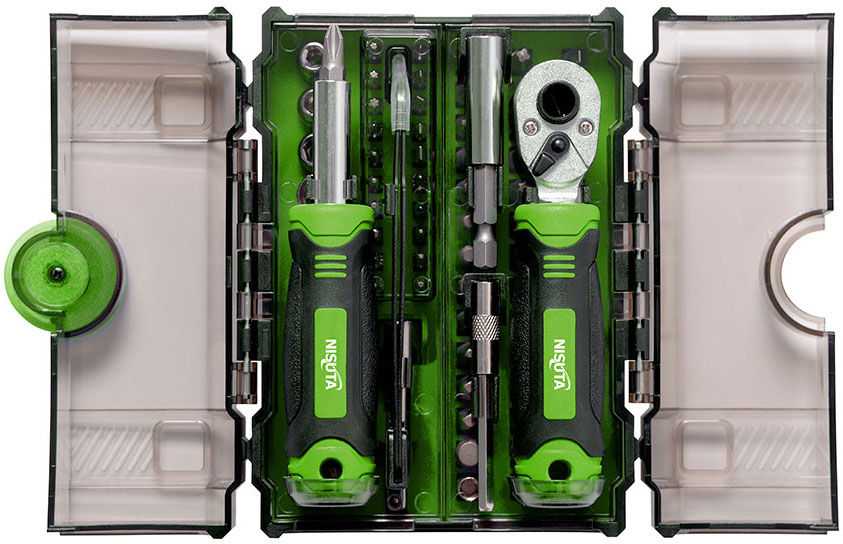 Kit de destornillador con cricket y puntas de 78 piezas Nisuta (NSKD78)