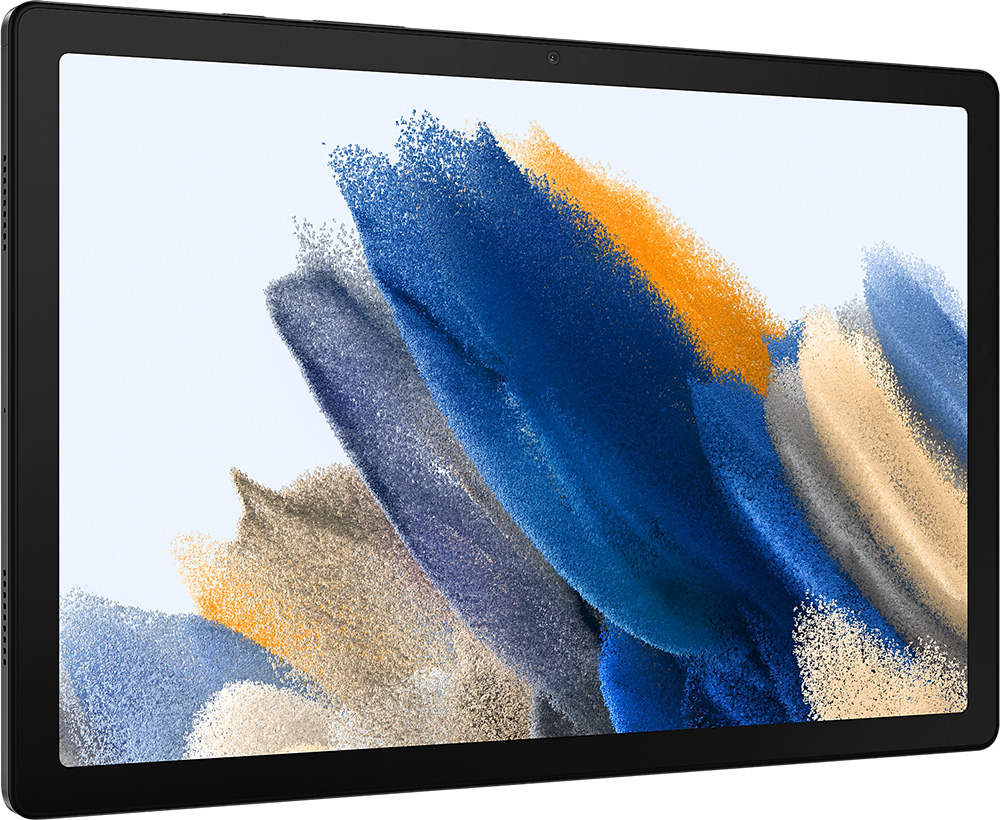 Vista frontal de la tablet Galaxy Tab A8 10.5” Wi-Fi en color Dark Gray