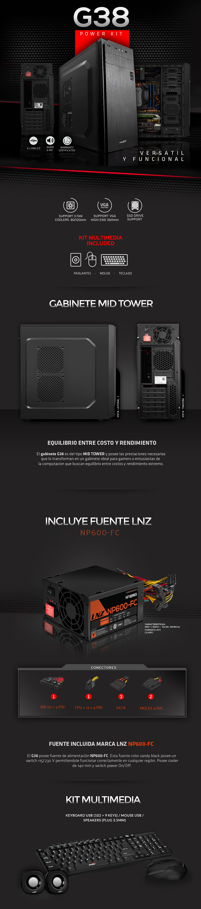 Gabinete Sentey G38 Power Kit