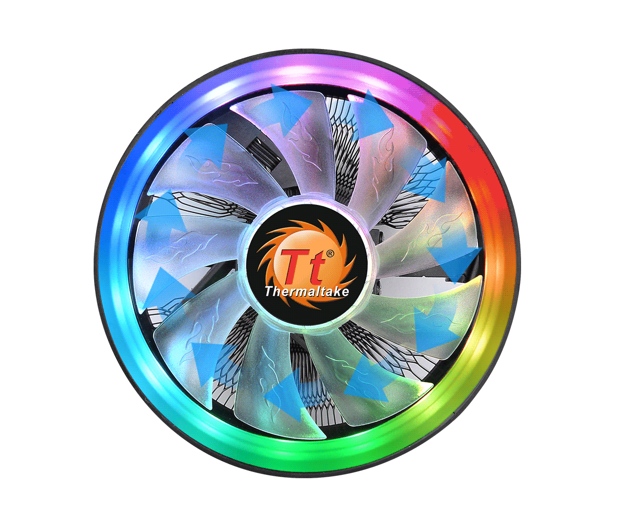 Vista frontal del Cooler para CPU Thermaltake UX100 ARGB Lighting