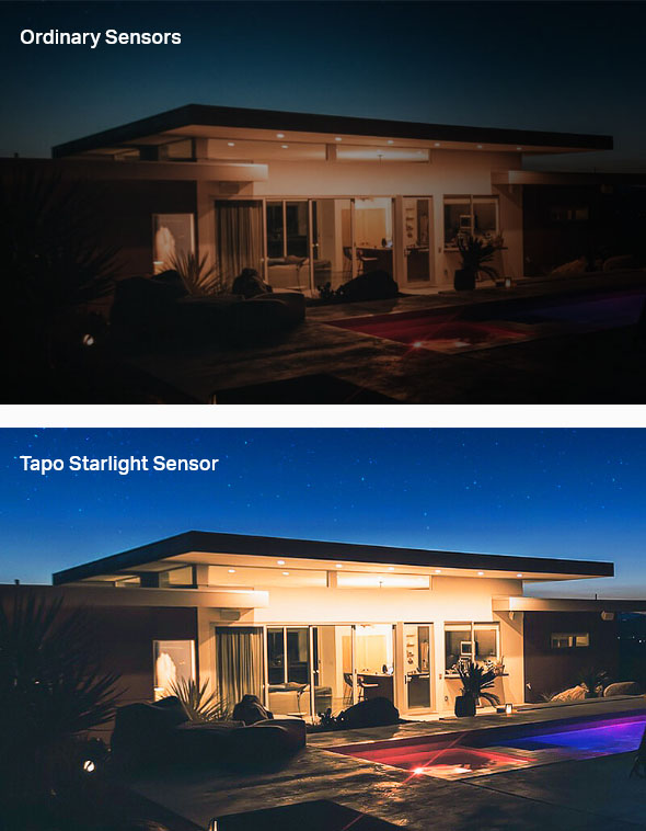 Comparación de calidad de imagen entre Sensores ordinarios y el Sensor Tapo Luz de las estrellas