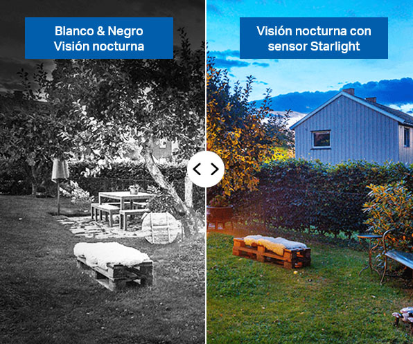 Comparación visión nocturna blanco y negro vs color con sensor Starlight en TP-Link Tapo C425