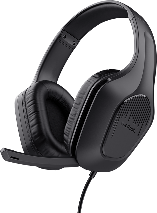 Auriculares Gaming Livianos Trust GXT 415 Zirox, de color negro