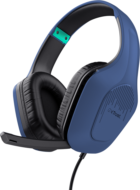 Auriculares Gaming Livianos Trust GXT 415B Zirox, de color azul