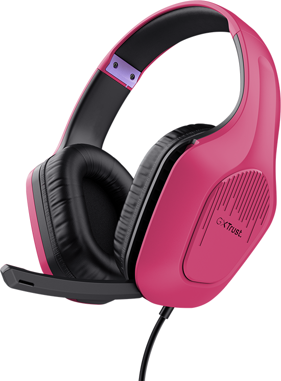 Auriculares Gaming Livianos Trust GXT 415P Zirox, de color rosa