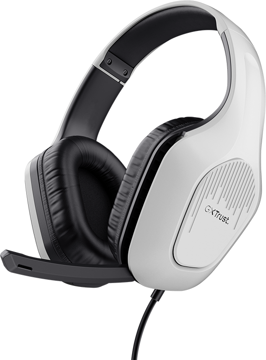 Auriculares Gaming Livianos Trust GXT 415W Zirox, de color blanco