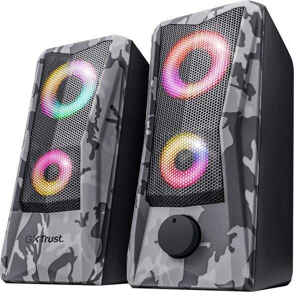 Parlantes 2.0 con iluminación RGB Trust GXT 606 Javv de color Gris