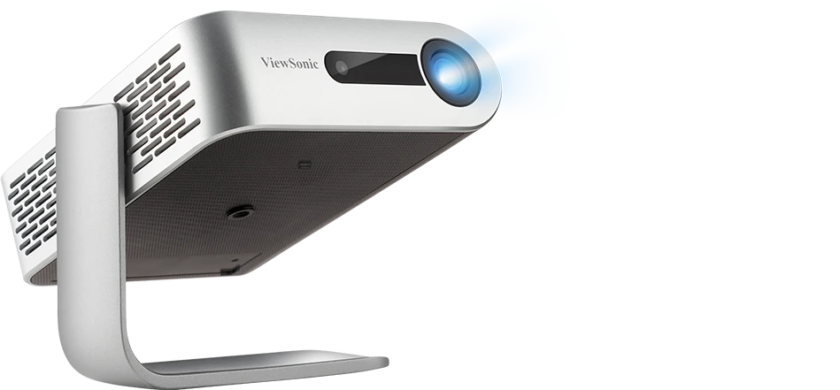 Proyector Portátil Smart LED ViewSonic M1+ con altavoces Harman Kardon®, a batería incorporada proporciona hasta 6 horas de entretenimiento, puedes conectarla a la batería portátil