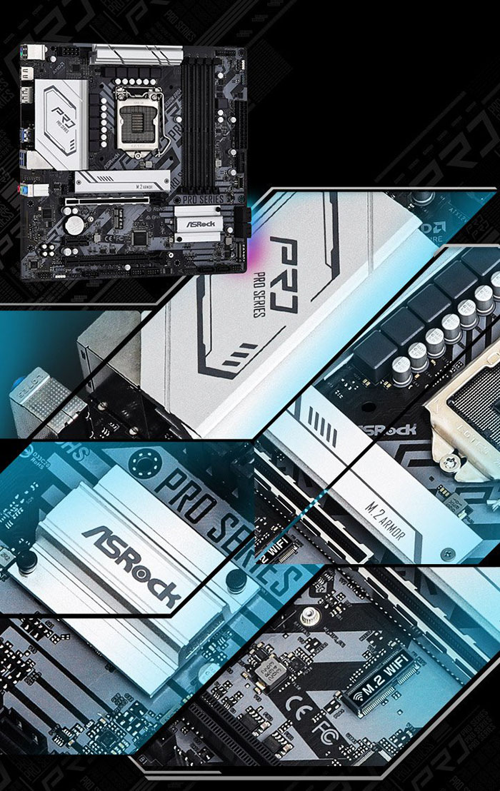 Distintas vistas y planos del Motherboard ASRock B560M Pro4