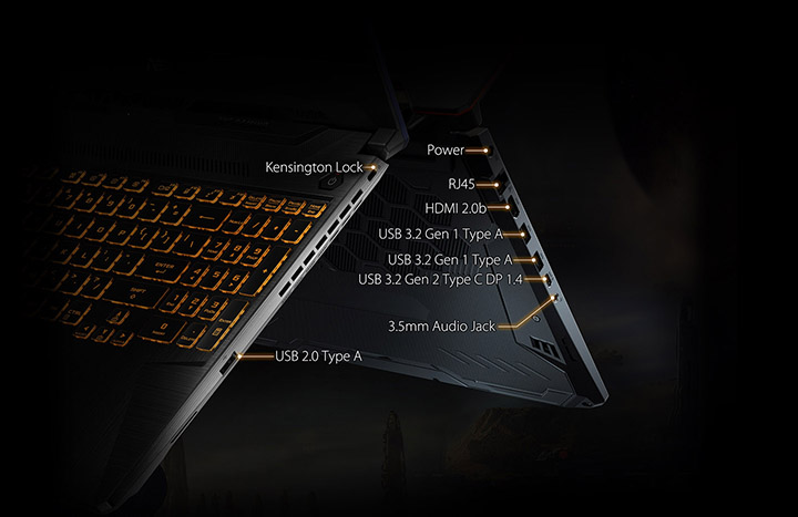 ASUS TUF Gaming F15, Interfaz de puertos completa