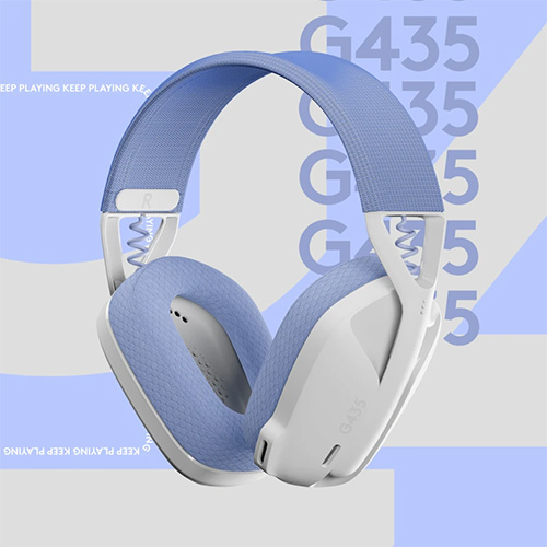 Logitech G435 en color BLANCO CRUDO Y LILA