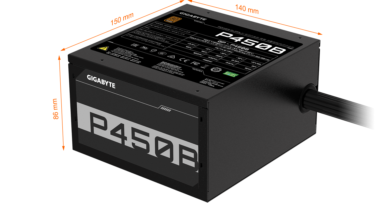 Dimensiones de la Fuente Gigabyte P450B