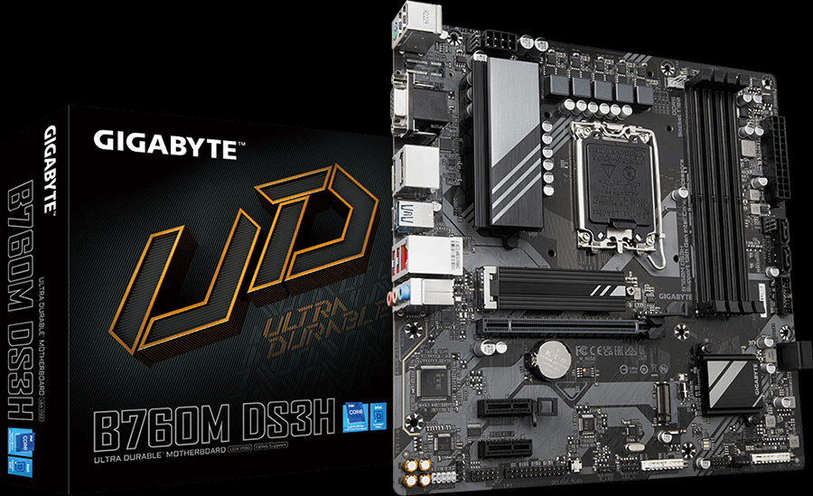 Motherboard Gigabyte B760M DS3H & Box - Hero Image